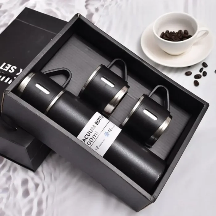 3 in 1 Vacuum Insulated Thermal Flask Set With Cup Set - Image 6